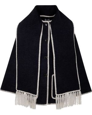 TOTEME Wool Blend "Embroidered" Scarf Jacket - Blue