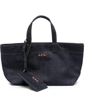 A.P.C. A. P.C. Shoulder Bag Small "Le Drummer Toile" - Blue
