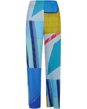 Pleats Please Issey Miyake Trousers "City Collage" - Blue