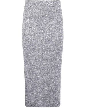 D.exterior D. Exterior Soft Sequins Straight Skirt - Grey