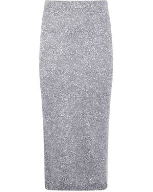 D.exterior D. Exterior Soft Sequins Straight Skirt - Gray