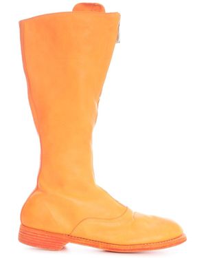 Guidi Front Zip Army Boots Sole Leather Shoes - Orange