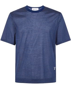 Ami Paris De Coeur Striped T-Shirt - Blue