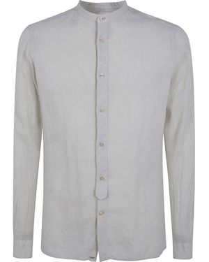 Tintoria Mattei 954 Linen Shirt With A Mandarin Collar - Grey