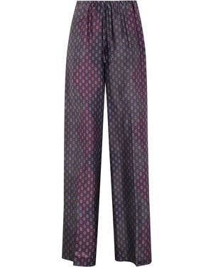 Dries Van Noten Puvis Long 212 Print Silk Habotai Pants - Blue