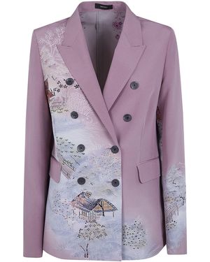 Ibrigu Double Breasted "Komon" Kimono Jacket - Purple
