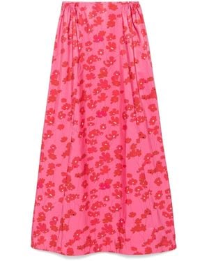 BERNADETTE Ella Cosmos-Print Maxi Skirt - Pink