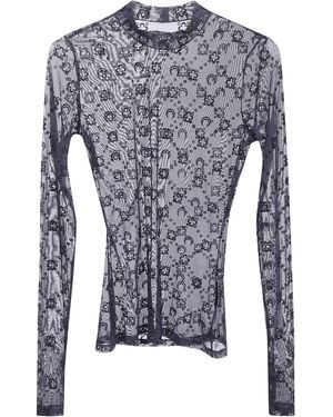 Marine Serre High-Neck Top "Moonogram" - Blue