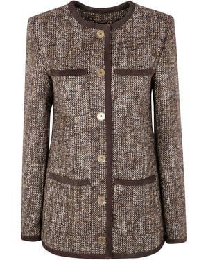 Golden Goose "Journey W's" Long Boxy Jacket W Patch Pockets And Leathe - Brown