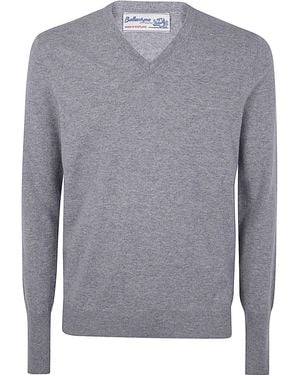 Ballantyne V Neck Pullover - Gray