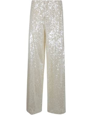 Alberta Ferretti Wide Leg Sequins Pants - White