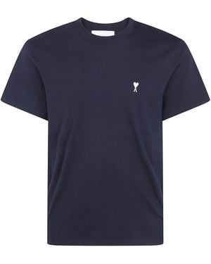 Ami Paris T-Shirt Contrast "Quota Ami De Coeur" - Blue