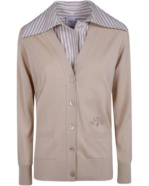 Patou Mix Popeline Collar Cardigan - Natural