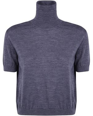 N°21 Short-Sleeve Turtleneck Sweater - Blue