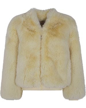 Frankie Shop Jacket Faux Fur Collarless "Senna" - Green