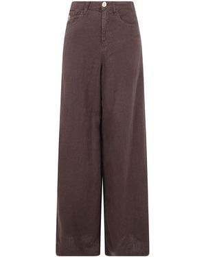 Lois "Marlene" Extra Wide Leg Linen Trousers - Purple