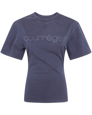 Courreges T-Shirt Logo Print - Blue
