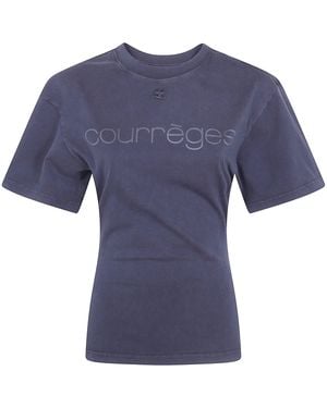 Courreges T-Shirt Stampa Logo - Blu