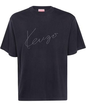 KENZO T-Shirt Manica Corta Signature" - Blue