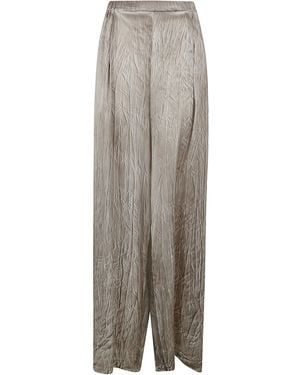 Avant Toi Crumpled Effect Silk Palazzo Trousers - Grey