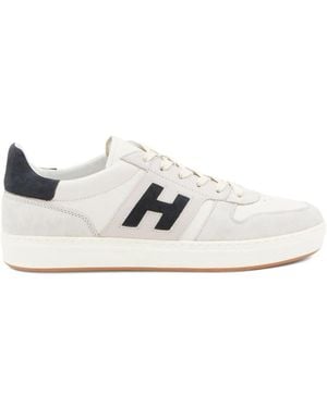 Hogan Off- Low-Top Suede Accent Sneakers - White