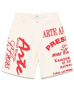 Arte' Two Prints Shorts By - Red