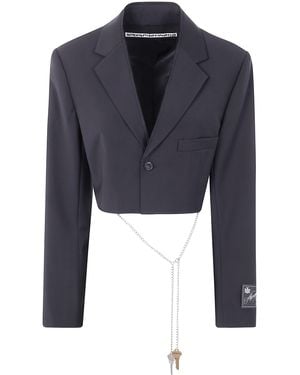 Alexander Wang Cropped Blazer With Chain - Blue