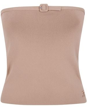 Courreges Buckle Knit Bustier Top - Natural