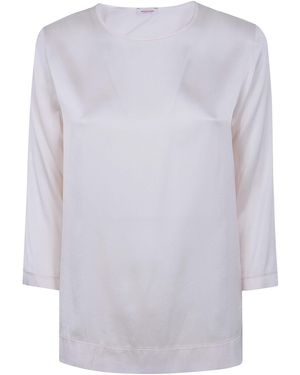 Rossopuro 3/4 Sleeve Silk Blouse - White