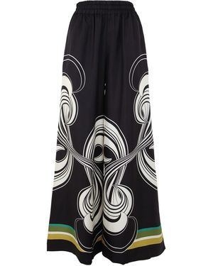 La DoubleJ Ladies Twill Silk Palazzo Pants - Black