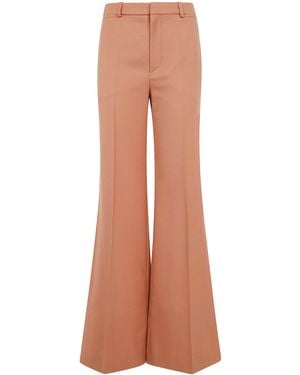 Chloé High-Waisted Flared Cotton Trousers - Brown