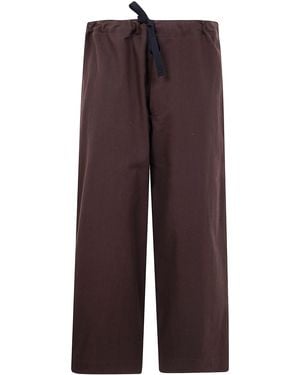 Y's Yohji Yamamoto Straight String Twill Trousers - Purple