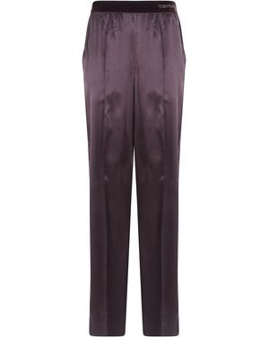 Tom Ford Trousers Silk Satin "Peach Feel" - Purple