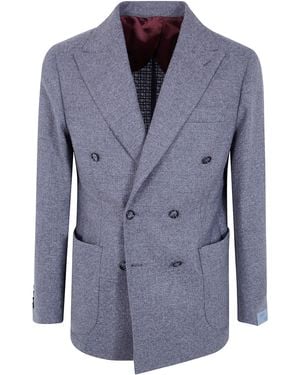 Barba Napoli Double-Breasted Jacket "Bactive" - Blue