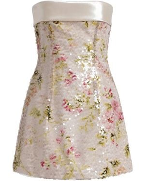 Alberta Ferretti Printed Sequins Mini Dress - Natural