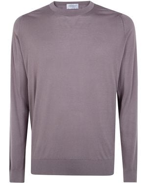 John Smedley "Rowland" Crewneck Long Sleeves Pullover - Purple