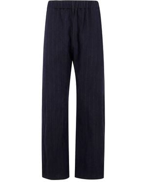 A PUNTO B Pantaloni Con Vita Elastica E Tasche Gambe Curve - Blu