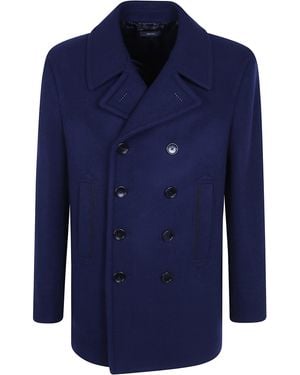 Tom Ford Coat Soft Felt Peacoat - Blue