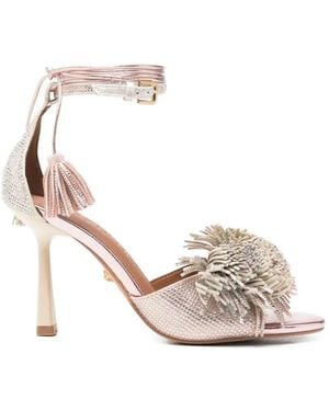 Kurt Geiger Pom Pom Ankle Tie Sandal Suede Leather - Multicolor