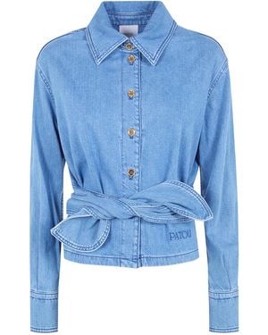 Patou Long Sleeves Knot Shirt - Blue