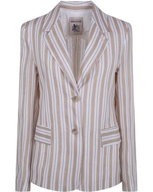 Semicouture Stripe Linen Classic Jacket - Natural