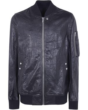 Rick Owens Leather Bomber Jacket - Black