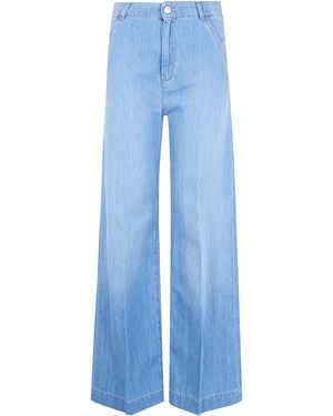 Seventy Light Denim Mixed Linen Jeans - Blue