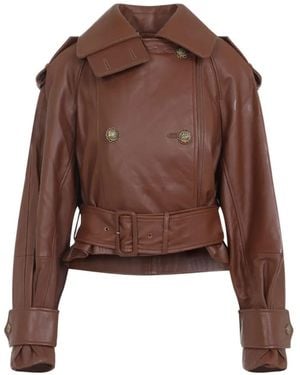 Zimmermann "Hypnotic" Leather Crop Trench - Brown