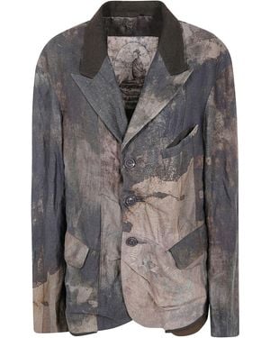 Ziggy Chen Lapel Collar Three Button Blazer - Gray
