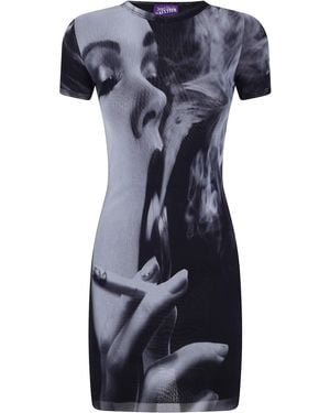 Jean Paul Gaultier Abito Corto Stampato "Smoking - Blu