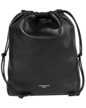 Ann Demeulemeester "Philippa" Large Soft Bucket Bag With Chains - Black