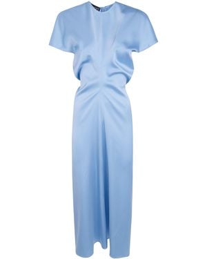 DR. HOPE Bias Cut Crew Neck Dress - Blue