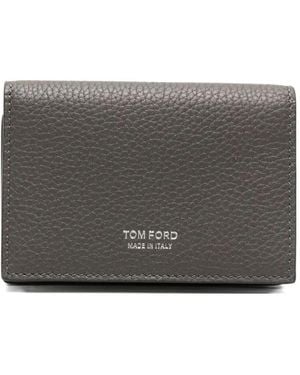 Tom Ford Portafoglio Soft Grain Leather T Line - Grey