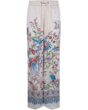 Etro Wide Leg Printed Trousers - White